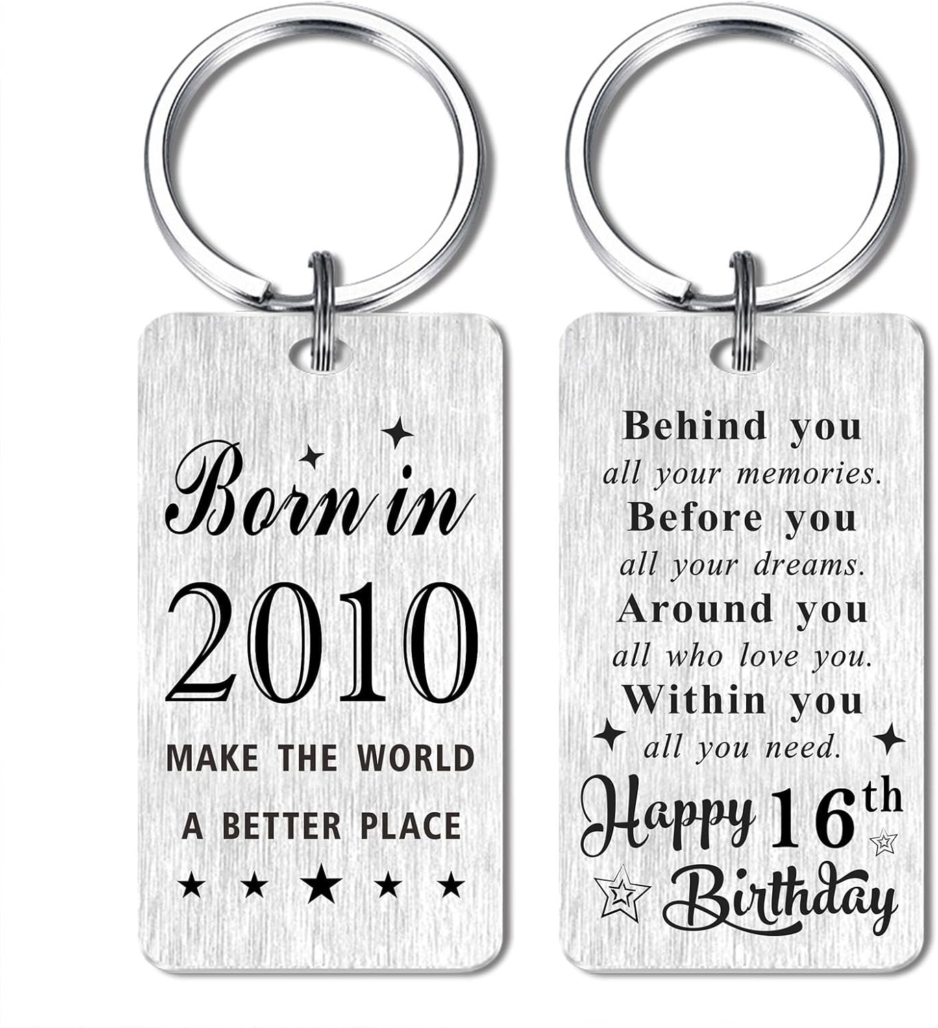 Gezxin Happy Birthday Keychain Gifts for Women Men- Personalized Steel Bday Keychain- Make The World A Better Place