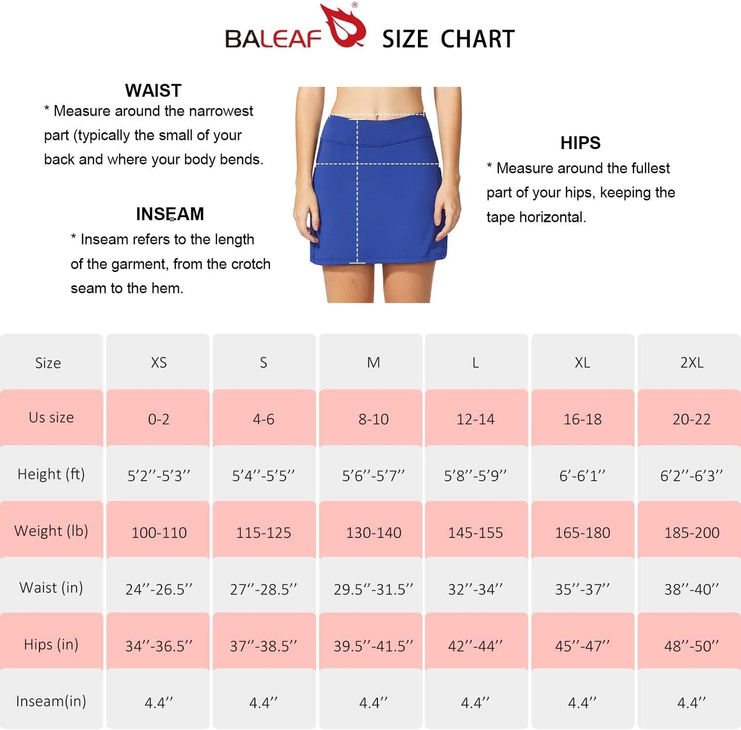 baleaf Damen Tennis Golf Röcke Skorts mit Shorts Laufsport Stretch Athletic mit Innentaschen