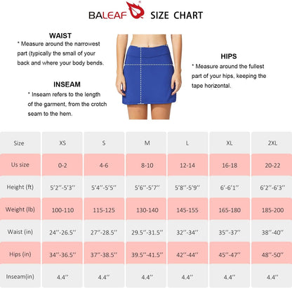 baleaf Damen Tennis Golf Röcke Skorts mit Shorts Laufsport Stretch Athletic mit Innentaschen