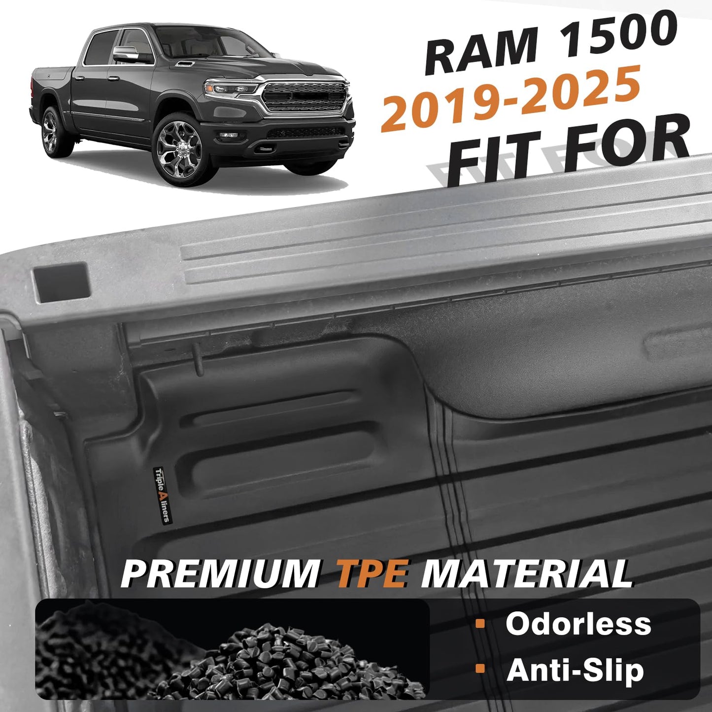 TripleAliners Truck Mat Compatible with 2019-2026 Chevy Silverado 1500 / GMC Sierra 1500 6.6FT Accessories, Truck Bed Mat Heavy Duty Custom Fit All Weather Protection TPE Pickup Liner, Standard Bed