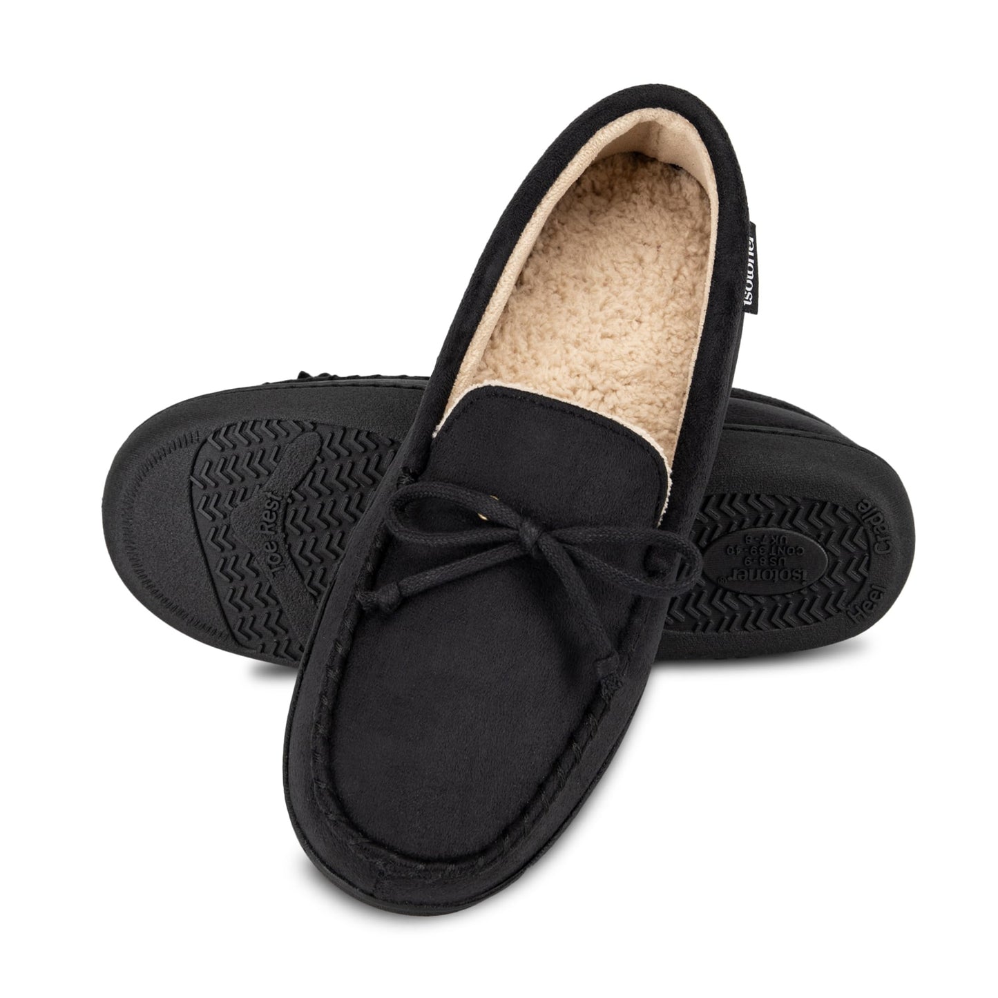 isotoner Men's Slip-on Indoor/Outdoor Microsuede Memory Foam Comfort Moccasin Slippers