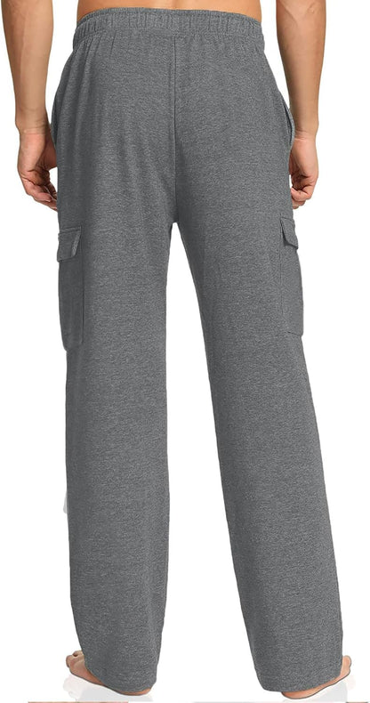 Deyeek Herren Cargo Jogginghose Open Bottom Baggy Leichte Cargo Sweatpants für Männer Locker sitzende Freizeithose mit Taschen