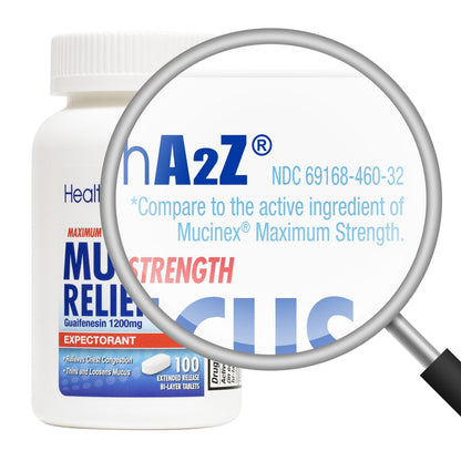HealthA2Z® Mucus Relief | Guaifenesin 1200 mg | 100 Tablets | 12 Hour | Expectorant | Relieves Chest Congestion | Thins and Loosens Mucus (100 Tablets) (Pack of 2)