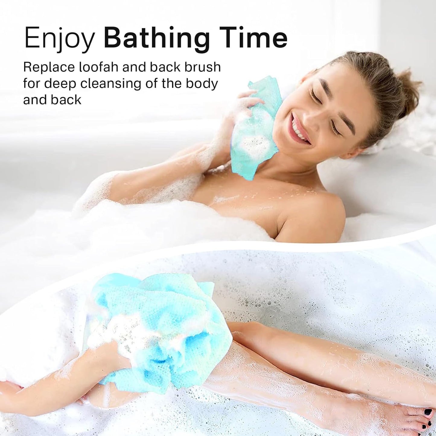 Yiclick Peeling-Waschlappen, Peeling-Körperbürste, Rückenbürste für Dusche und Bad, afrikanischer Netzschwamm Luffa-Körperpeeling, Peeling-Tuchbürstenhandschuhe für Frauen (Grau)
