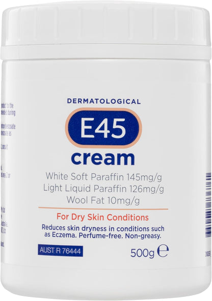 E45 - Dermatological Cream For Dry Skin Conditions ; Non Greasy Emollient ; Hypoallergenic ; 350g