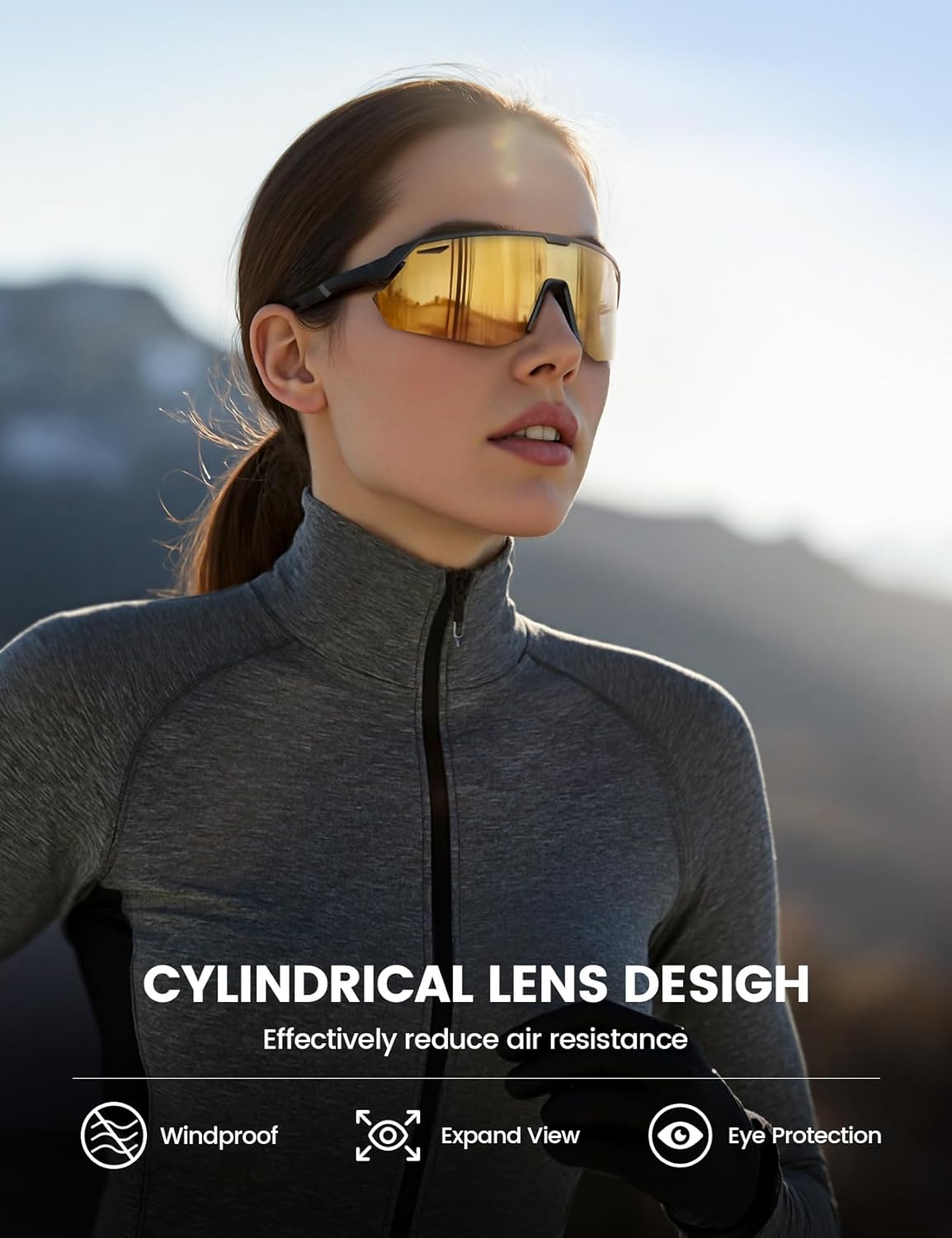 Lamicall Polarisierte Sportsonnenbrille Herren Damen, [24g Ultraleicht] Verstellbares Nasenpad Sportbrille für Fahrrad Wandern Laufen