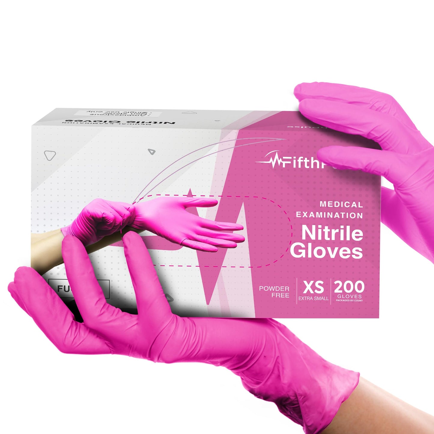 FifthPulse Fuchsia Hot Pink Nitrile Disposable Gloves -3 Mil Medical Exam Nitrile Gloves -Powder and Latex Free