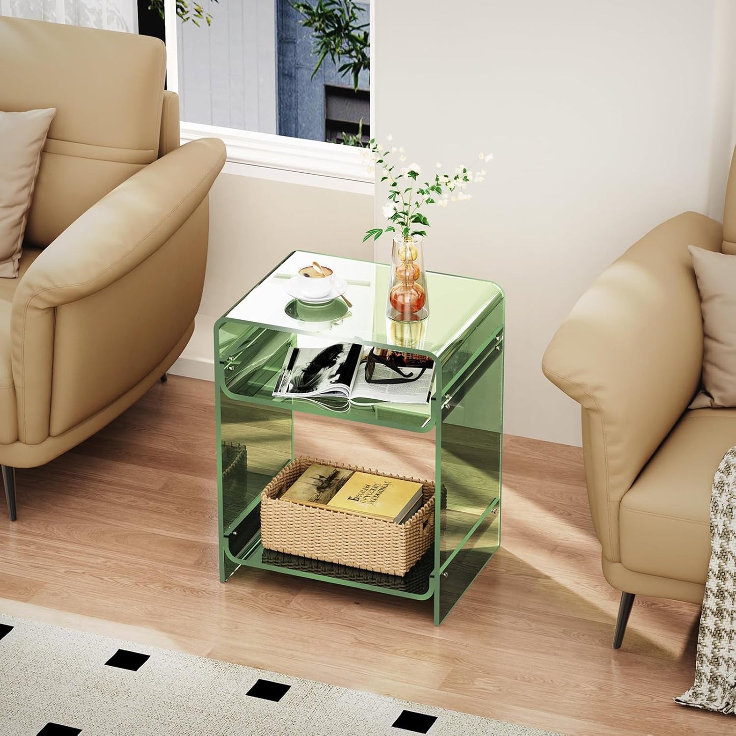 Acrylic Side Table with Storage Shelf - A Perfect Blend of Style and Functionality