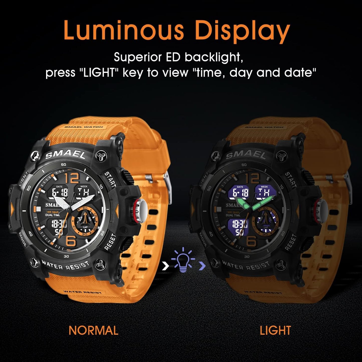 Herren Digitaluhr, Sportuhren für Männer Outdoor Militär Digital Analog Stoppuhr Wasserdicht Multifunktionale Armbanduhr