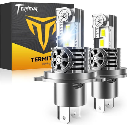 Termitor 2026 Upgraded H4/9003/HB2 Light Bulbs, 90,000LM 15X Super Bright Hi/Low Beam, 6500K Cool White H4 9003 Fog Lights, 1:1 Halogen Size Automotive Replacement IP68 Waterproof, Pack of 2