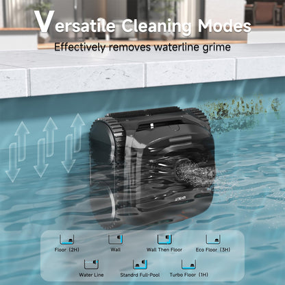 WYBOT C2 Cordless Robotic Pool Cleaner, Dual Filtrations, Floor, Wall &Waterline Cleaning, App Scheduling, Smart Navigation, Pool Vacuum for Inground Pools, Carbon Gray with Green Handle