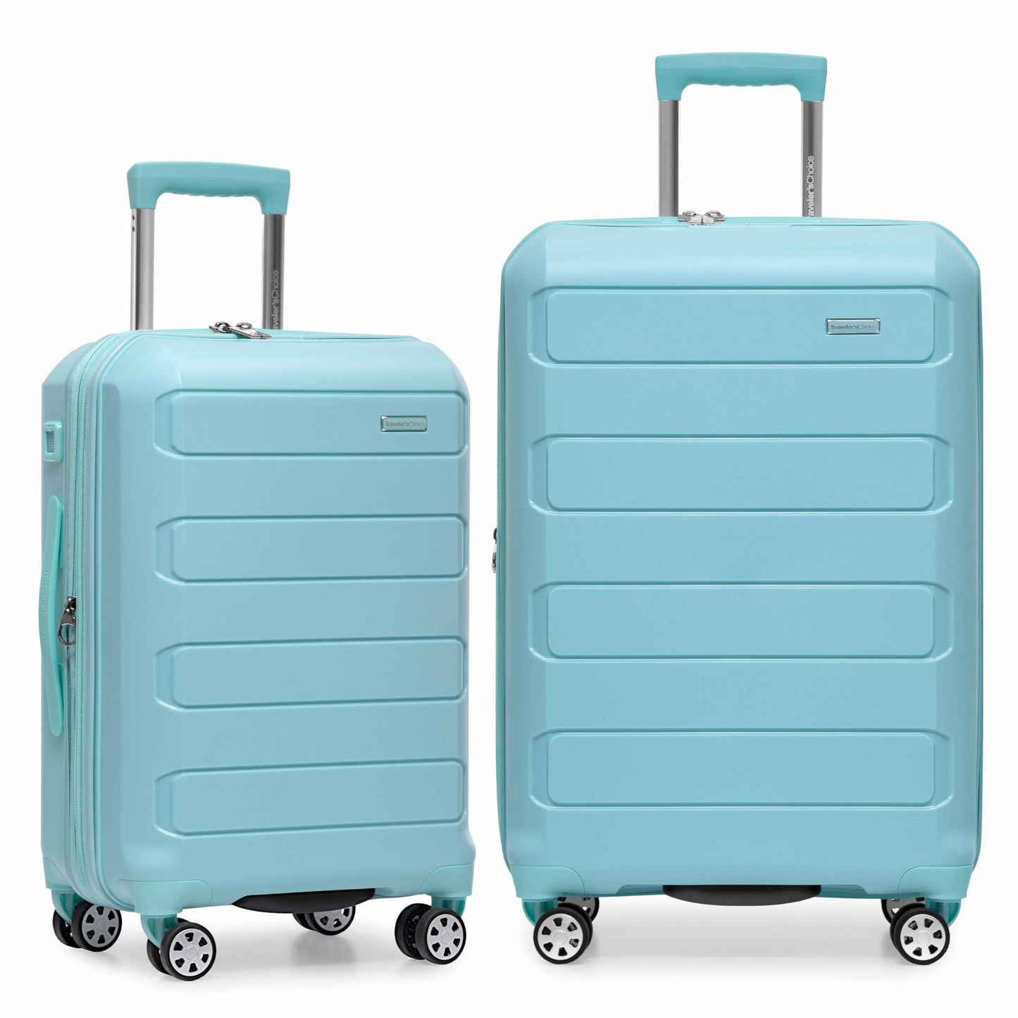 Traveler's Choice Pagosa Hardshell Expandable Luggage with Spinner Wheels, Slate Blue, 3-Piece Set (22/27/30)