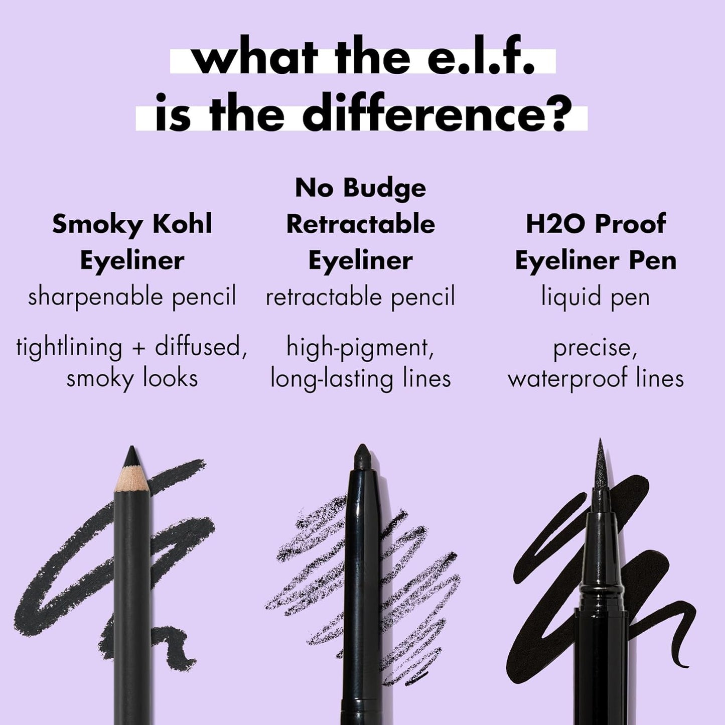 e.l.f. Smoky Kohl Eyeliner, Augenstift für langanhaltende, ausdrucksstarke, hochpigmentierte Make-up-Looks, vegan & tierversuchsfrei, Black Velvet