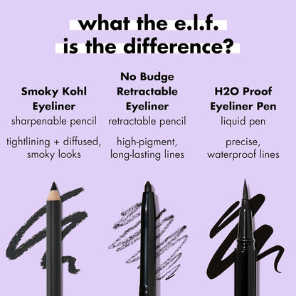 e.l.f. Smoky Kohl Eyeliner, Augenstift für langanhaltende, ausdrucksstarke, hochpigmentierte Make-up-Looks, vegan & tierversuchsfrei, Black Velvet