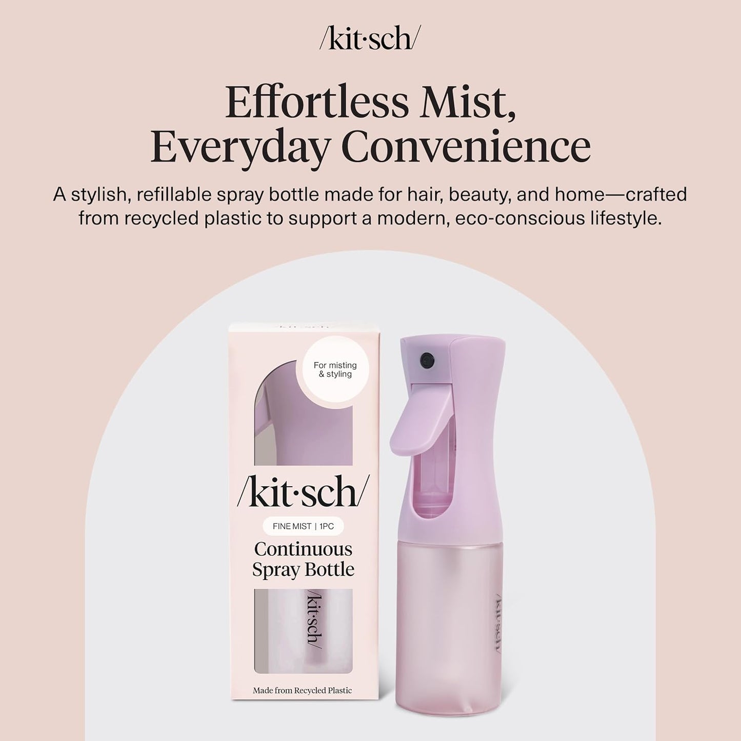 Kitsch Sprühflasche für Haare – Kontinuierlicher Wasserzerstäuber mit ultrafeinem Sprühnebel für Hairstyling, Barbiere, Salons, Reinigung, Pflanzen, vielseitige Sprühflaschen – Aus recyceltem Kunststoff – Terrakotta, 150 ml