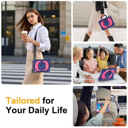Case for iPad A16 11th Generation 11 Inch 2025, Auorld for iPad 10th Generation 10.9 inch 2022 case with Screen Protector, 360 Degree Rotating Stand Shoulder Strap Pencil Holder, Navy Pink