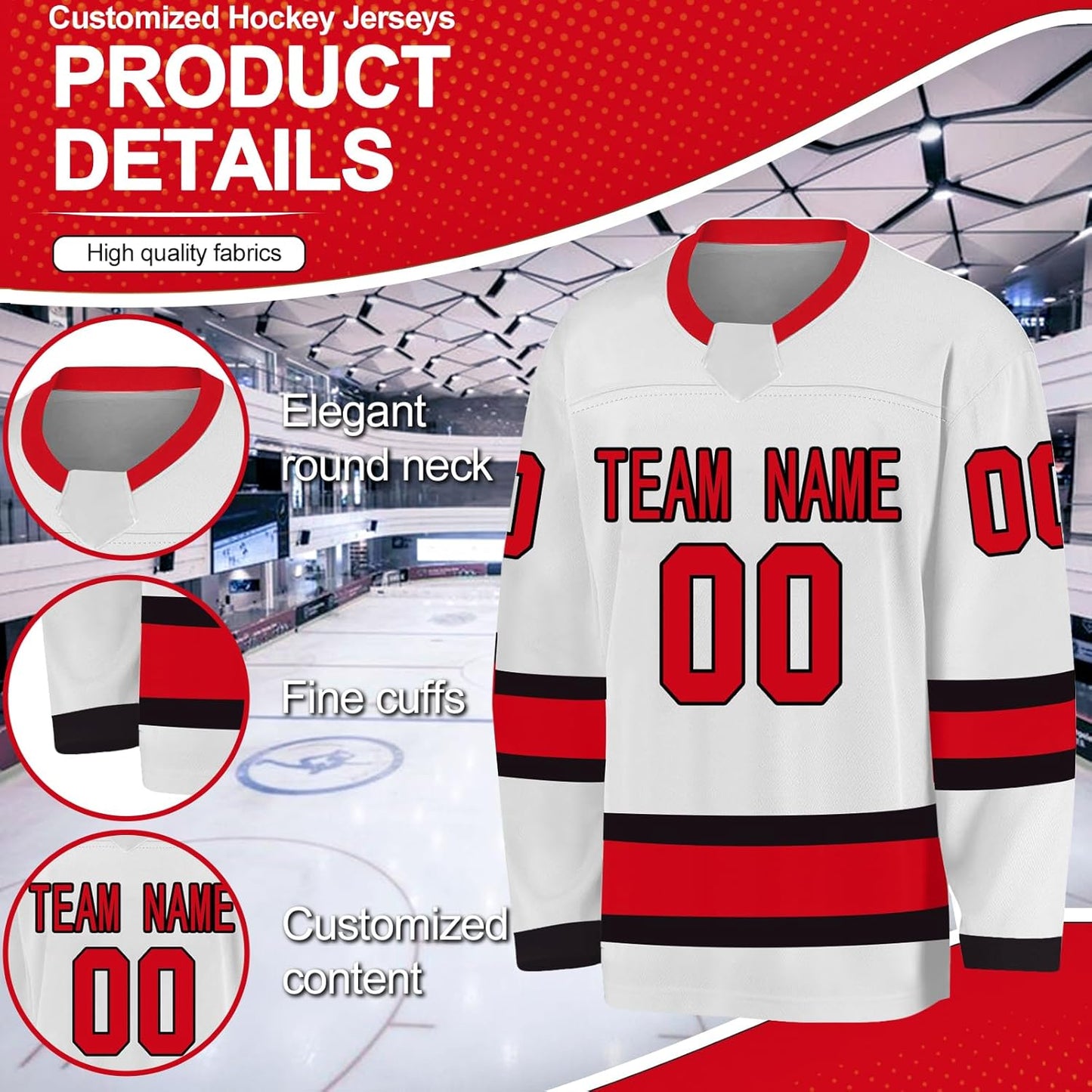 Benutzerdefiniertes Hockeytrikot für Herren, Jugendliche und Kinder – personalisiertes Eishockey-Trainings-Trikot mit eigenem Namen, Nummer und Teamlogo