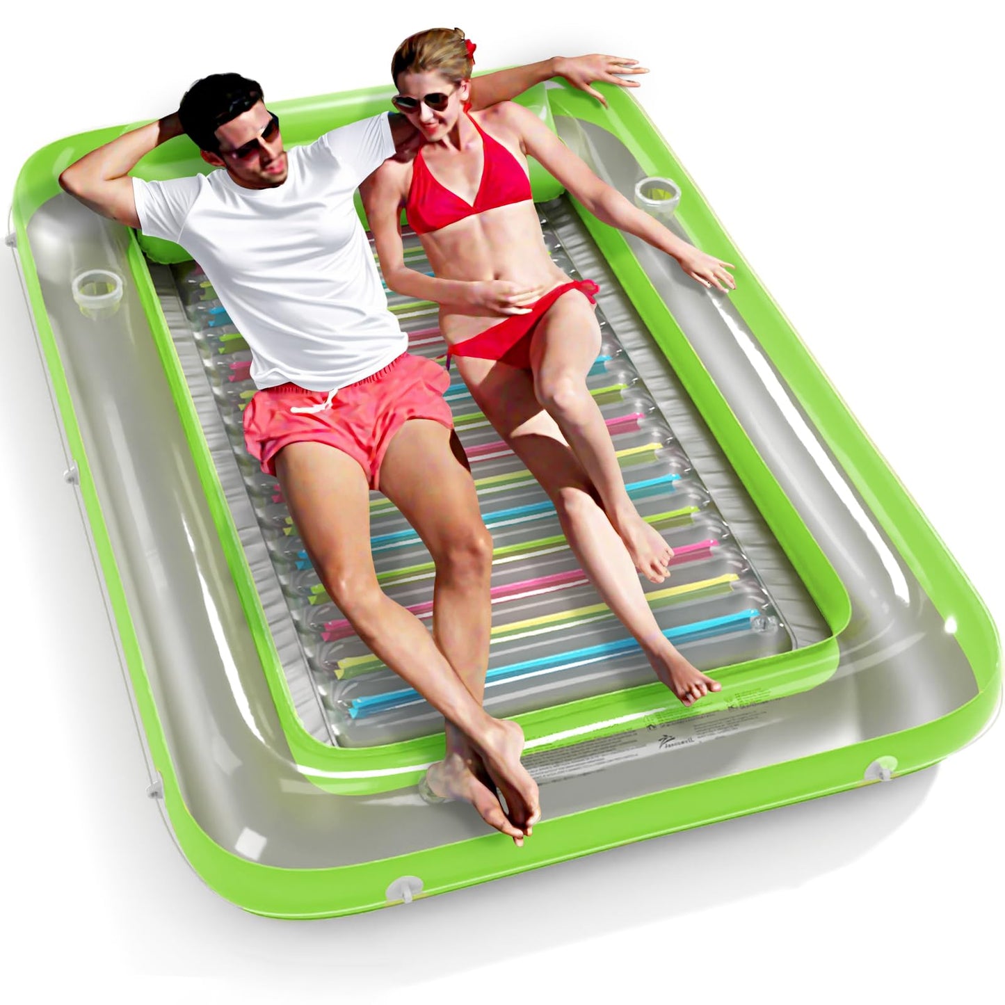Jasonwell 4 in 1 Inflatable Tanning Pool Lounger Float - Sunbathing Lounge Floatie Raft Toys, Water Filled Tanning Bed Mat Pad Blow Up Kiddie Pool with Ball Pit for Adult, Kids (L)