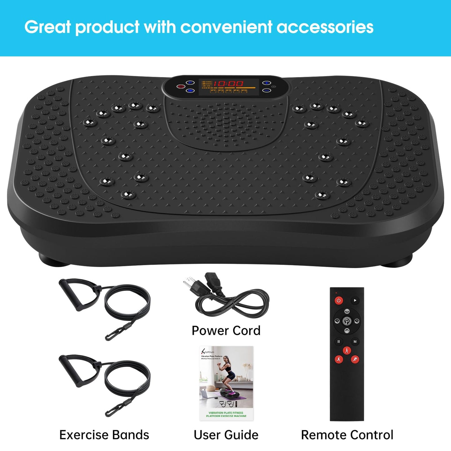 SoftGym Waver Vibration Plate Exercise Machine for Lymphatic Drainage Weight Loss,120 Speed Levels Vibrating Platform with Resistance Bands,Full-Body Workout Equipment for Muscle Activation