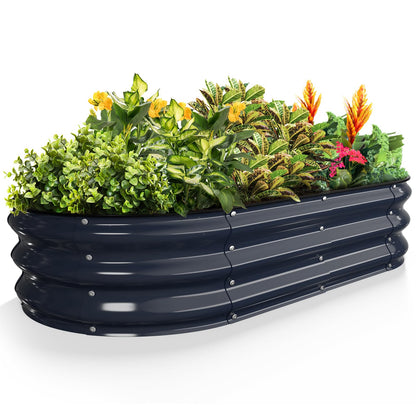 Kesfitt Raised Garden Bed, 5x2x1 FT Galvanized Steel Metal Raised Garden Bed, Oval Open-Bottom Design, 12-Inch Deep for Outdoor Vegetable & Herb Gardening, Fruit Green