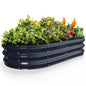 Kesfitt Raised Garden Bed, 5x2x1 FT Galvanized Steel Metal Raised Garden Bed, Oval Open-Bottom Design, 12-Inch Deep for Outdoor Vegetable & Herb Gardening, Fruit Green