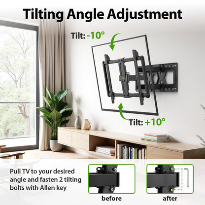 Full Motion TV Wall Mount for Most 37"-84" Flat Screen TV, Swivel or Tilt TV Wall Bracket with Dual Articulating Arms, for 12"-16" Wood Studs, Max VESA 600x400mm, Load 120 lbs by USX MOUNT