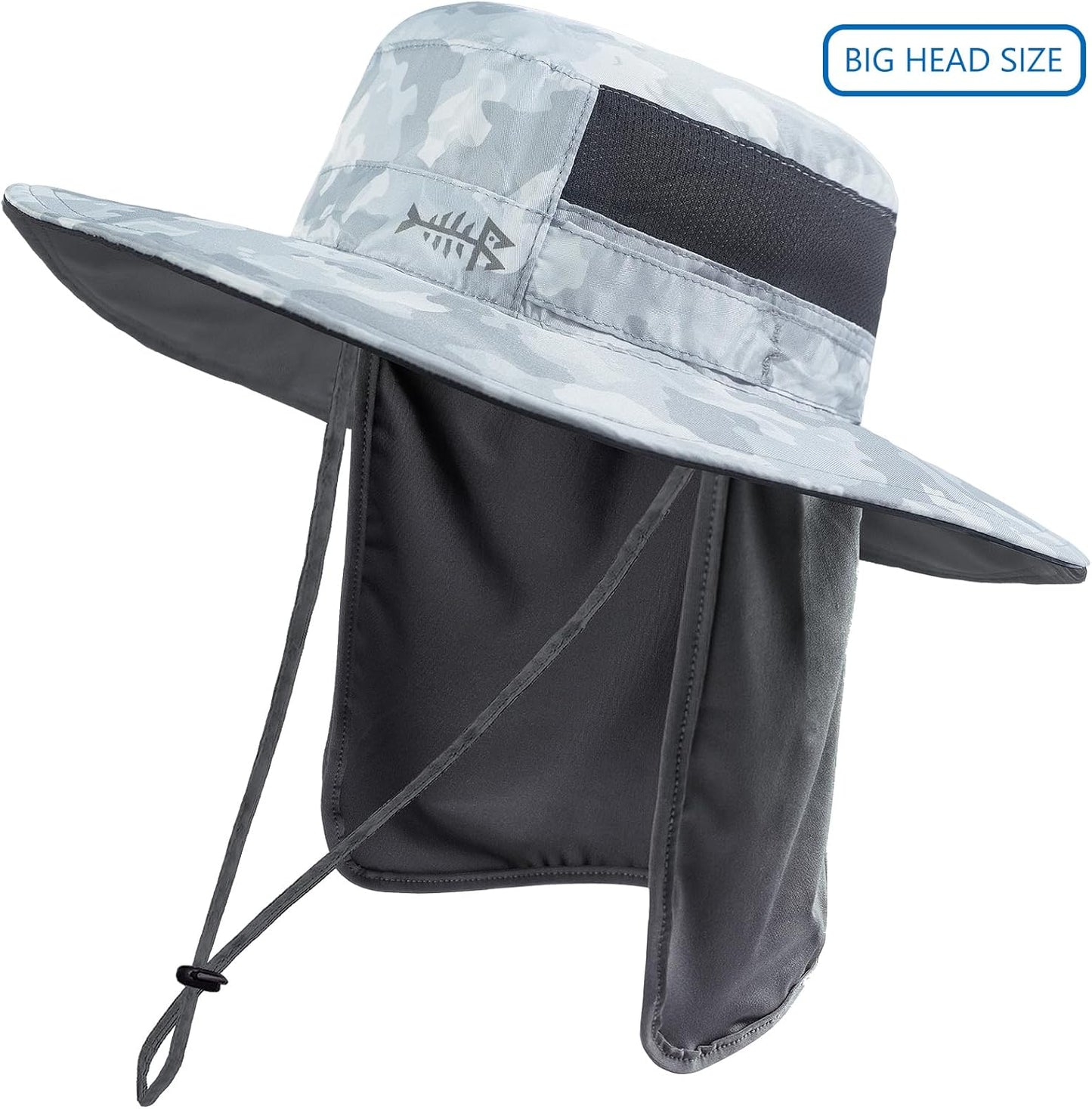 Bassdash UPF 50+ Sonnenhut zum Angeln, wasserabweisend, mit abnehmbarem Nackenschutz, große Größe