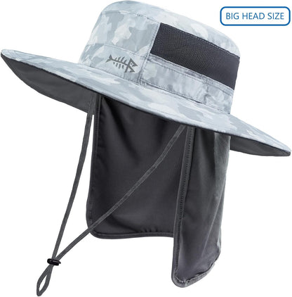 Bassdash UPF 50+ Sonnenhut zum Angeln, wasserabweisend, mit abnehmbarem Nackenschutz, große Größe