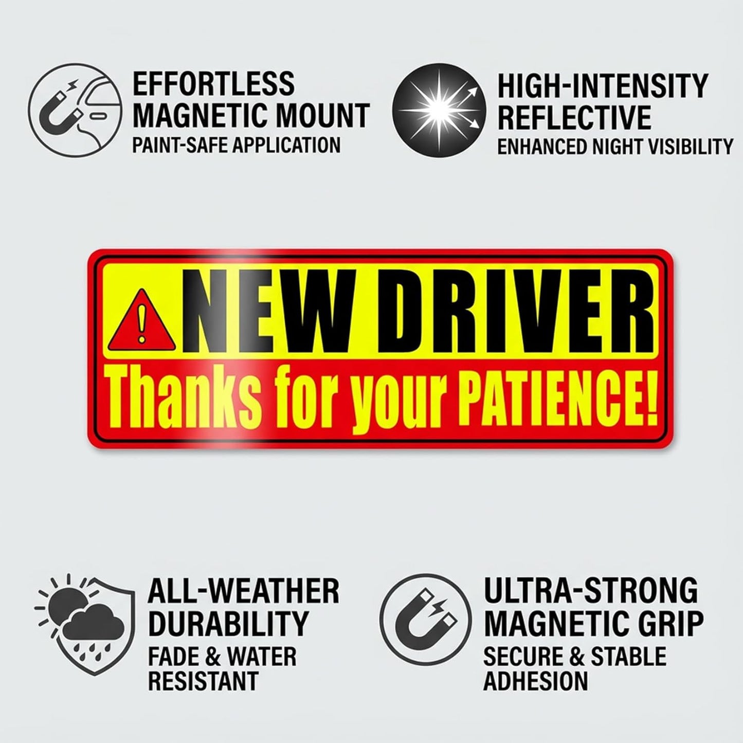PSLER 3 Pcs New Driver Magnet for Car - Student Driver Car Magnet Funny Be Patient Student Driver Magnet Rookie Driver Car Bumper Magnets New Driver Teen Boys Girls