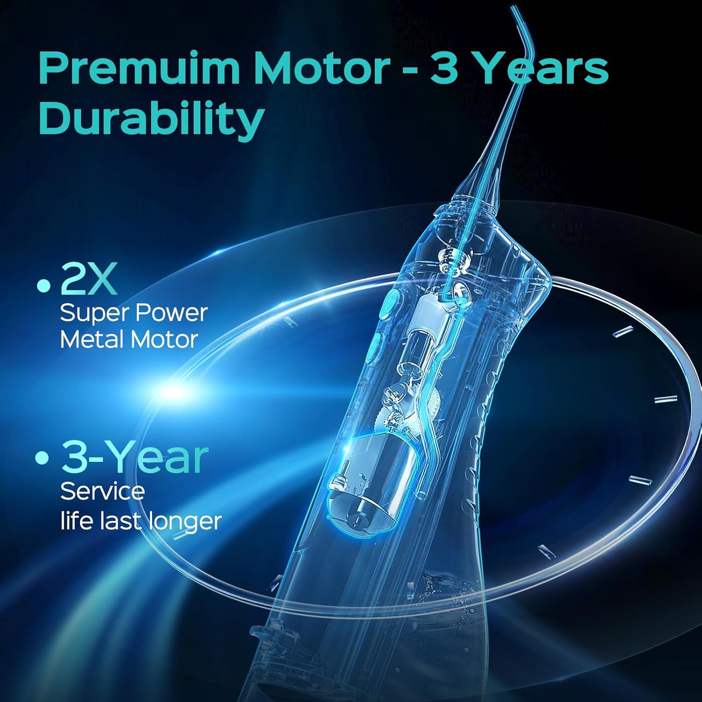 COSLUS Water Flosser C20 (F5020E): 300ML Kabelloser Elektrischer Munddusche Wiederaufladbar IPX7 Wasserdicht Tragbares Reise-Zahnseide-Set für die Zähne