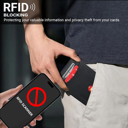 VATAN Herren Slim Wallet RFID Schutz Leder Kreditkartenetui für 15 Karten, Bifold Minimalistisches Dünnes Portemonnaie mit 2 Ausweisfenstern und Geldscheinfach, mit Geschenkbox (Carbon Fiber Schwarz)