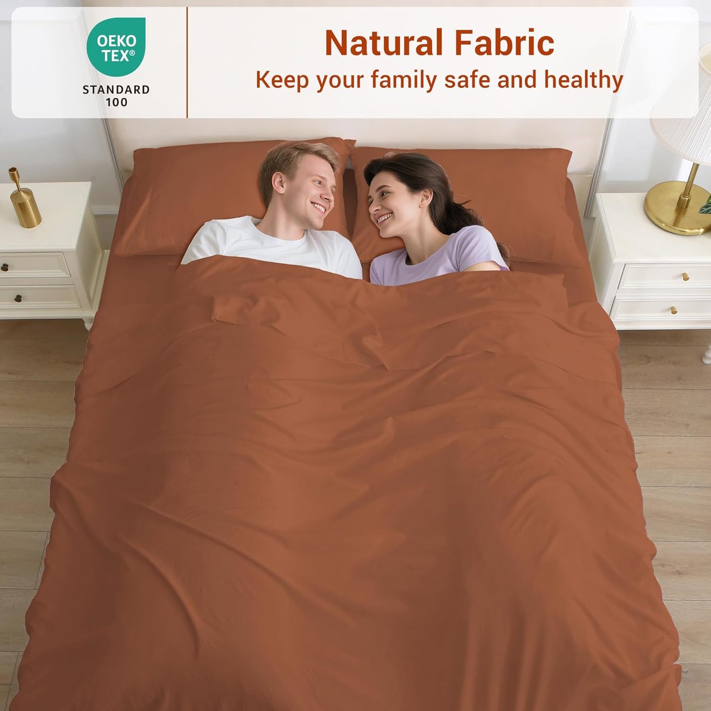 Cozy Up with Softan's Burnt Orange Queen Size Sheet Set