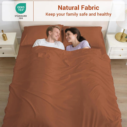 Cozy Up with Softan's Burnt Orange Queen Size Sheet Set