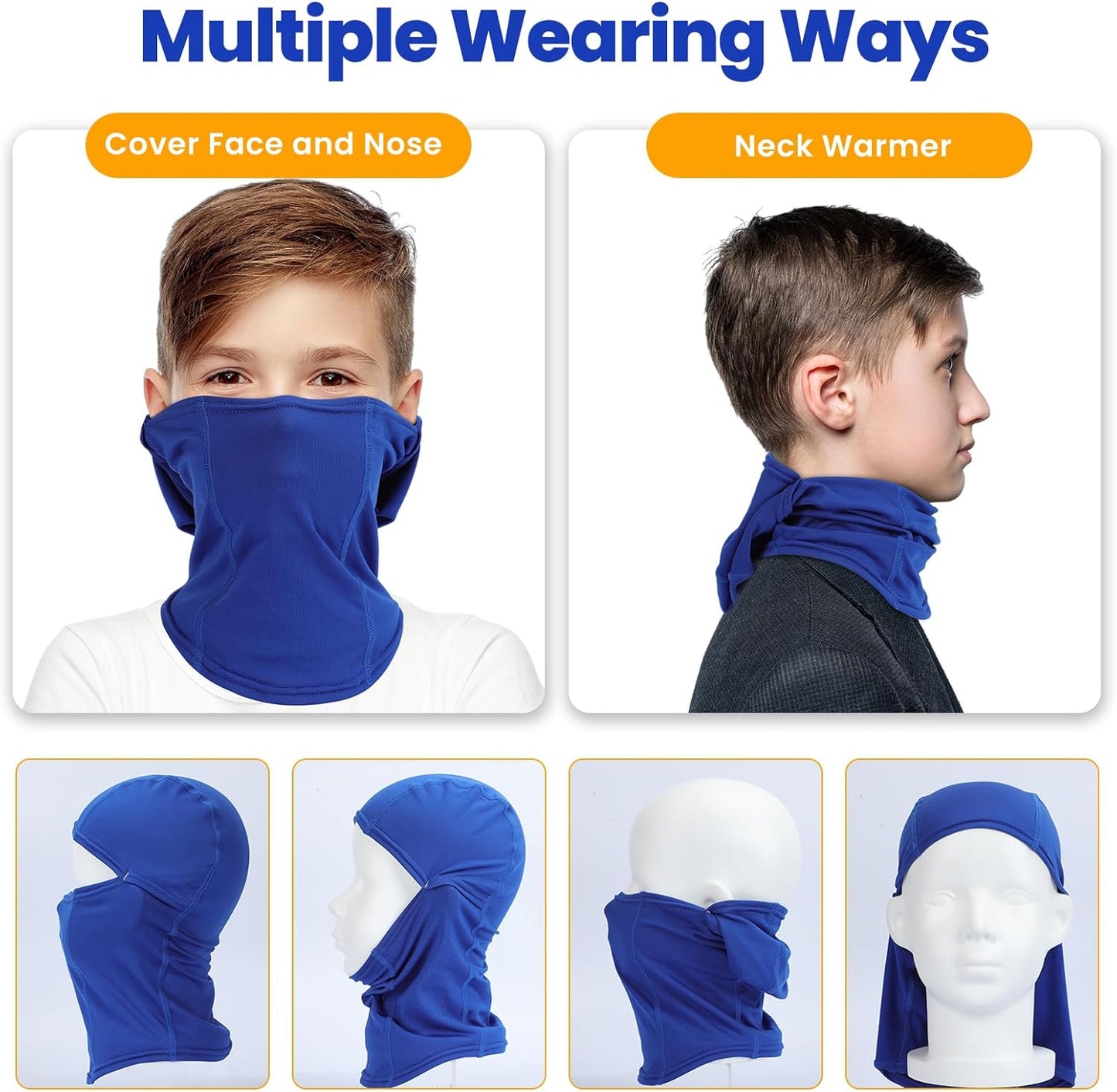 Kinder Sturmhaube Skimaske Kinder Schal Kinder Fleece Nackenwärmer Kälteschutz Gesichtsmaske für Jungen Mädchen Schwarz
