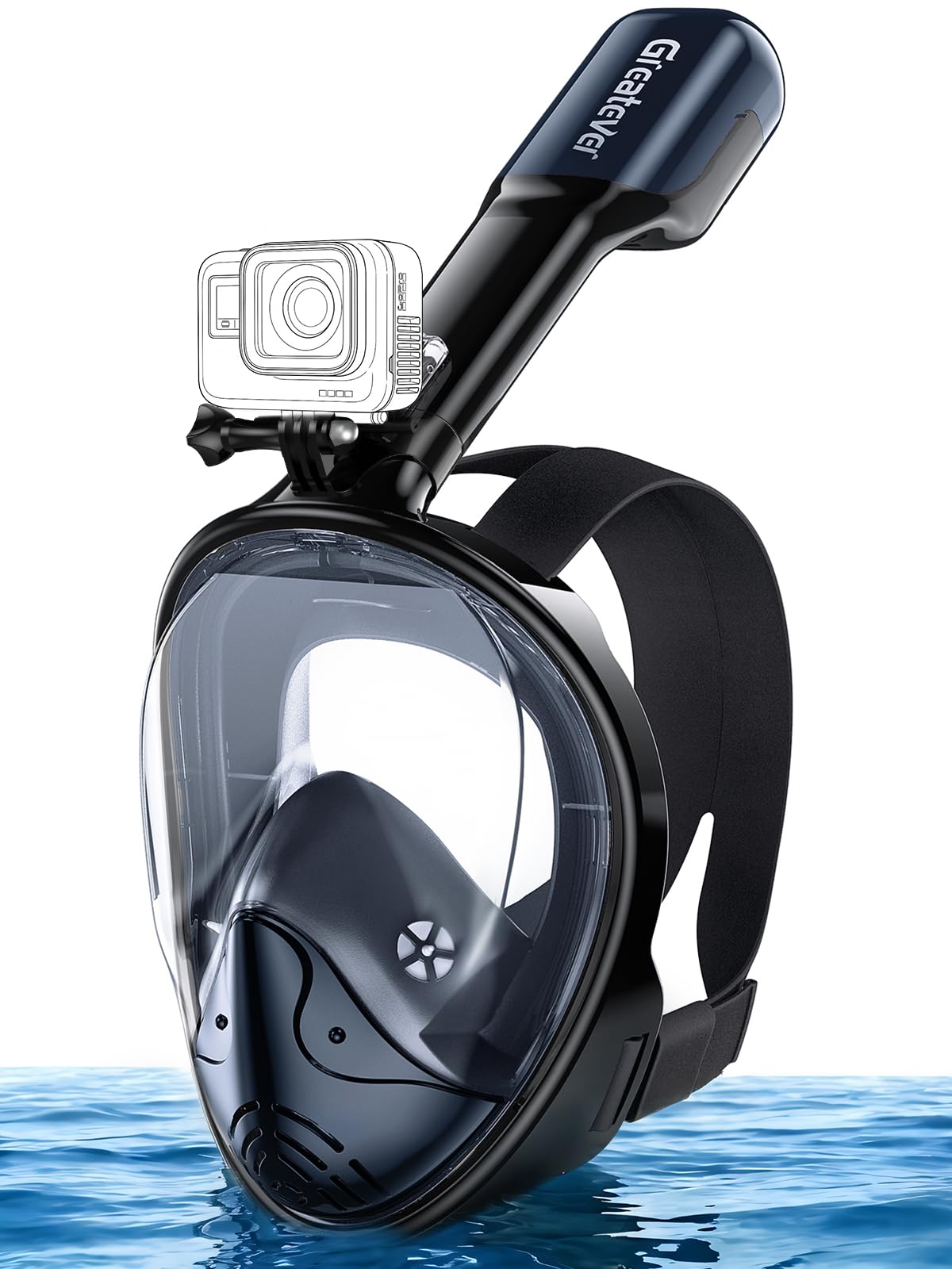 Greatever Full Face Snorkel Mask, Snorkeling Gear for Adults with Latest Dry Top Breathing System and Detachable Camera Mount, Foldable Snorkel Mask Adult, Snorkels Anti-Fog & Anti-Leak