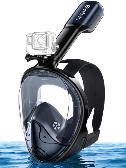 Greatever Full Face Snorkel Mask, Snorkeling Gear for Adults with Latest Dry Top Breathing System and Detachable Camera Mount, Foldable Snorkel Mask Adult, Snorkels Anti-Fog & Anti-Leak