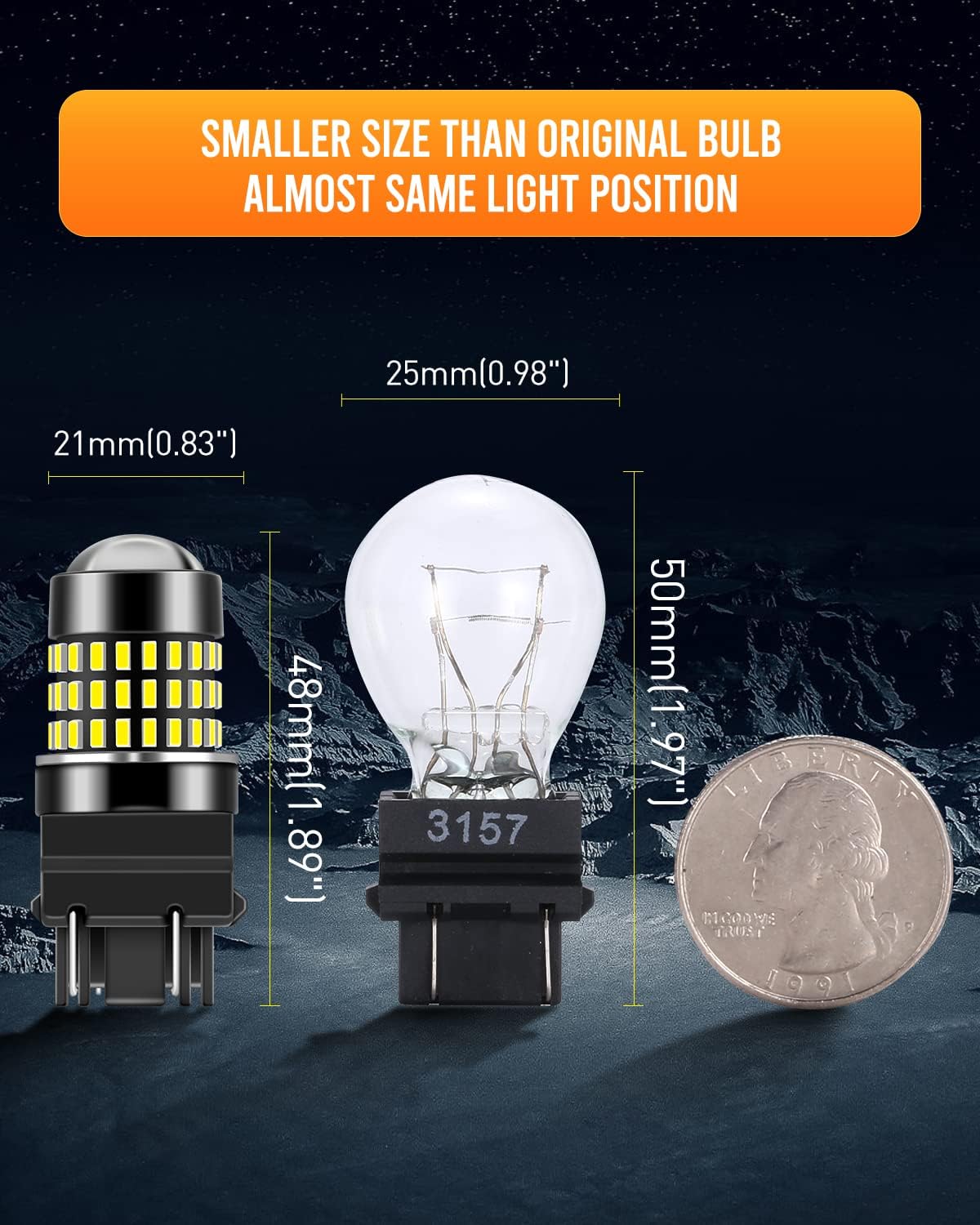LUYED 3157 LED-Birnen Rückfahrlicht Xenon-Weiß 1800 Lumen Super Hell 78 SMD 3056 3156 3057 4157 LED-Birnen, Verwendet für Rückfahrlichter, Bremslichter, Rücklichter, Blinker, 2er-Pack
