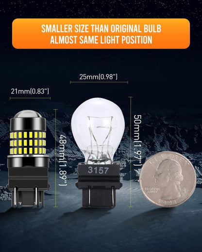 LUYED 3157 LED-Birnen Rückfahrlicht Xenon-Weiß 1800 Lumen Super Hell 78 SMD 3056 3156 3057 4157 LED-Birnen, Verwendet für Rückfahrlichter, Bremslichter, Rücklichter, Blinker, 2er-Pack