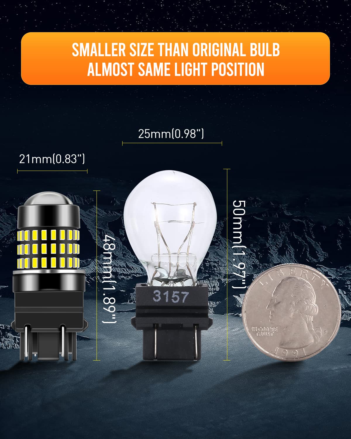 LUYED 3157 LED Bulbs Reverse Light Xenon White 1800 Lumens Super Bright 78 SMD 3056 3156 3057 4157 LED Bulbs,Used for Back Up Reverse Lights,Brake Lights,Tail Lights,Turn Signal Lights,Pack of 2