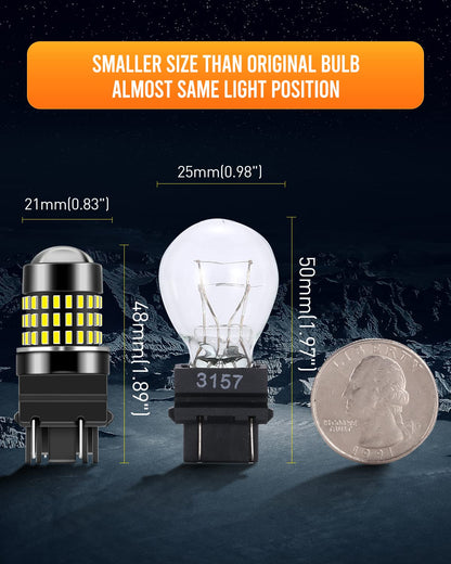 LUYED 3157 LED Bulbs Reverse Light Xenon White 1800 Lumens Super Bright 78 SMD 3056 3156 3057 4157 LED Bulbs,Used for Back Up Reverse Lights,Brake Lights,Tail Lights,Turn Signal Lights,Pack of 2