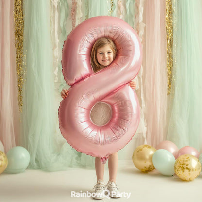 RainbowQ Party 1 Ballon Nummer 40 Zoll für Jungen oder Mädchen Groß Rosa 0-9 Folien-Mylar Großer 1 Zahlenballon Alles Gute zum 1. Geburtstag Party Jubiläumsdekorationen Zubehör