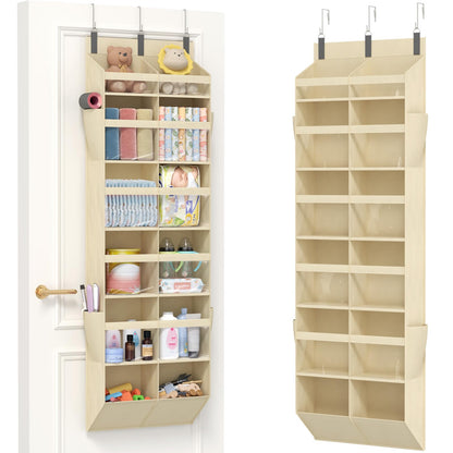 Lifewit 1 Pack Over the Door Organizer, 5 Section Clear Window Hanging Storage with 4 Side Pockets, Sturdy Anti Tilt 40 lbs Load Behind Door for Closet, Bedroom, Bathroom, Nursery, Dorm, Dark Gray