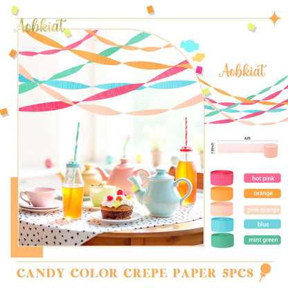 AOBKIAT Decoraciones para Fiesta de Bodas, 5 Rollos de Serpentinas de Papel Crepé Color Verde Oliva Caqui para Bodas Boho Verdes, Cumpleaños, Despedidas de Soltera/Bebé