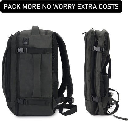 ECOHUB 16'' Reise-Rucksack Handgepäck Unterseat-Rucksack Persönlicher Gegenstand Flugzeug-Reisetasche mit 13 Taschen Handgepäck Flaschenhalter USB-Ladeanschluss Casual Daypack für Frauen Männer Schwarz
