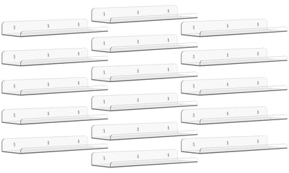 Qukaka Floating Shelves for Wall Decor, 15" Extra Clear Wall Shelves for Bedroom, Living Room, Kitchen, Bathroom Decor, Nail Polish/Book/Decoration/Makeup/Perfume Organizer Floating Shelf-3Pack
