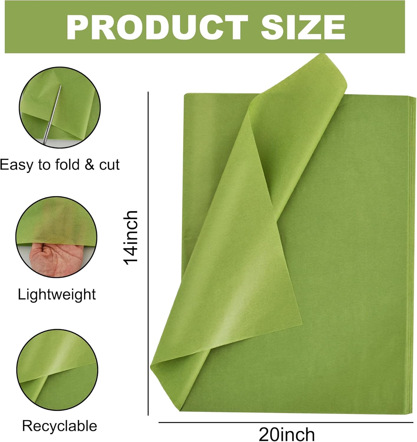 100 Blatt Seidenpapier Salbeigrün 35x50cm Geschenkpapier Seidenpapier Großpackung für DIY-Projekte Geschenktüten Geschenkverpackungen Hochzeiten Valentinstag Ostern Weihnachten und Geburtstagsfeiern Basteln
