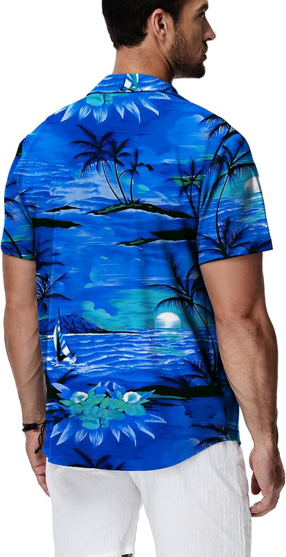 HMIYA Herren Hawaiihemden Kurzarm Button-Up Hemd Herren S-3XL