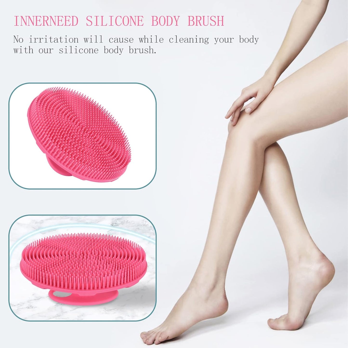 INNERNEED Duschbürste aus weichem Silikon in Lebensmittelqualität, Hand-Körperbürste zur Hautreinigung, sanftes Peeling, gute Schaumbildung (Schwarz)
