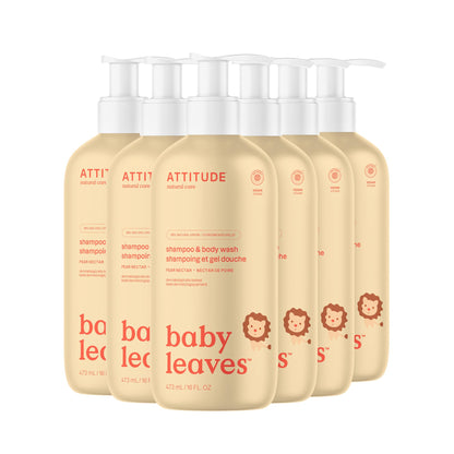 ATTITUDE Baby 2-in-1 Shampoo and Body Wash, Made in Canada, EWG Verified, Dermatologically Tested, Vegan, Pear Nectar, 473 mL