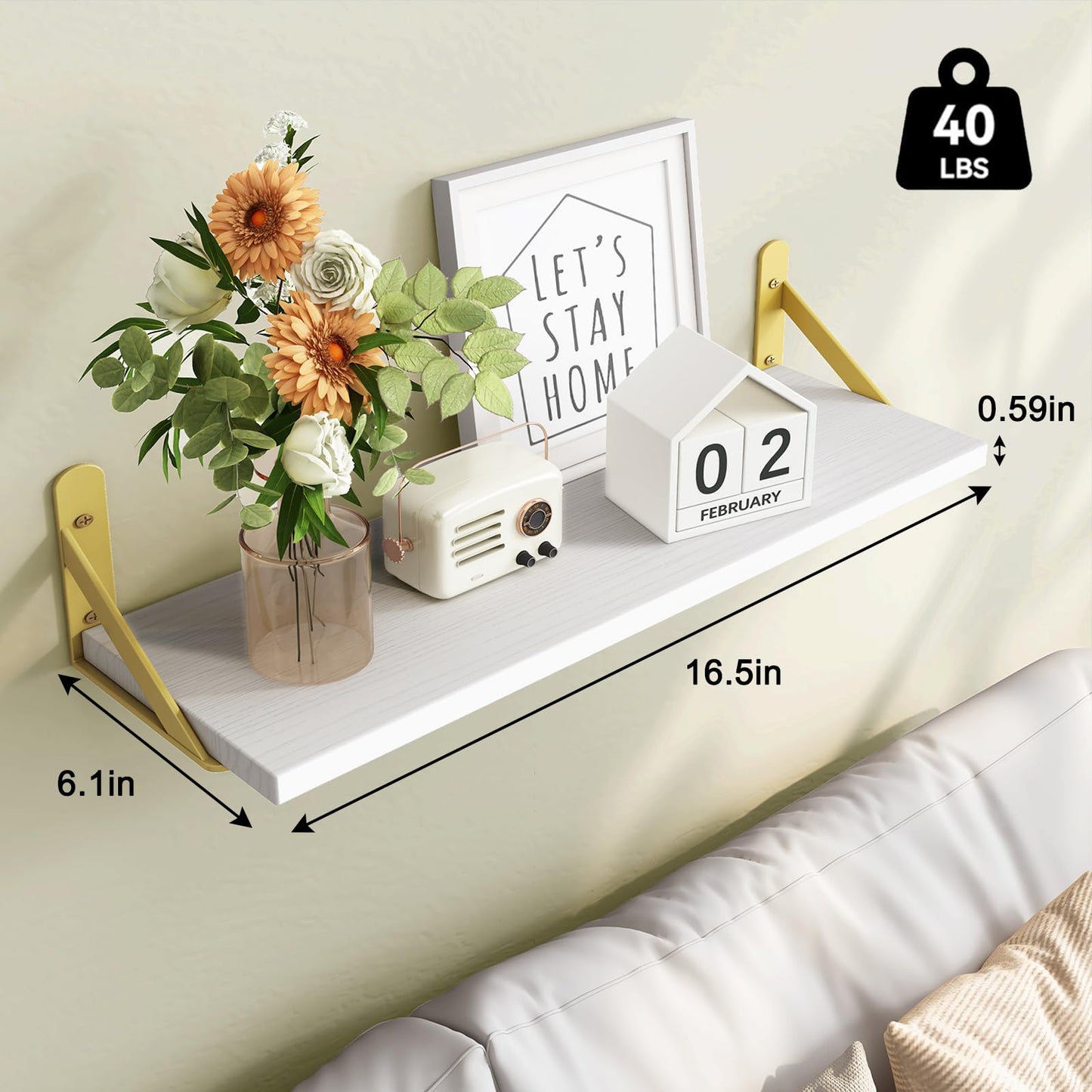 Fixwal Floating Shelves for Wall, Wood Wall Mounted Shelves for Bedroom, Bathroom, Living Room, Kitchen Storage and Decor(Brown, Set of 4, 16.5 Inch)